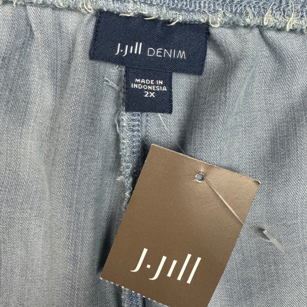 J. Jill Denim Tencel Lyocell Wide Leg Crop Pants Aruba Wash Women 2X Blue Chic - Picture 3 of 11
